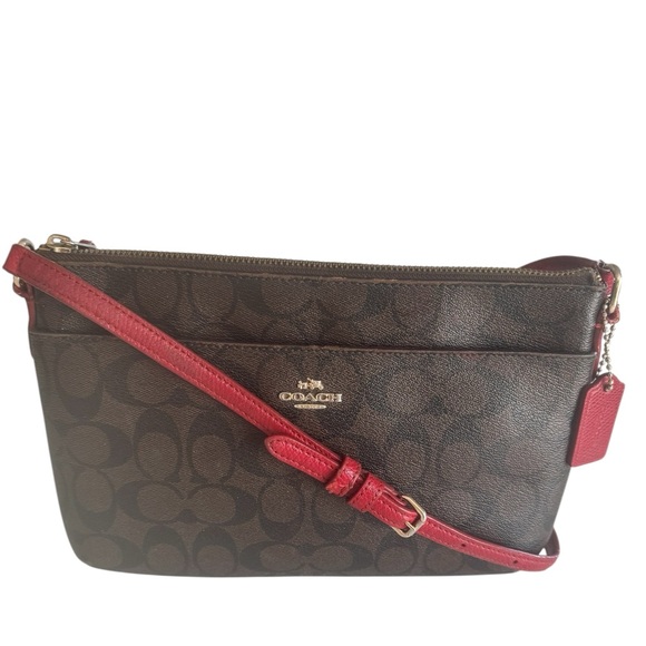 Coach Signature POP Crossbody East West Leather Handbag - Picture 2 of 14